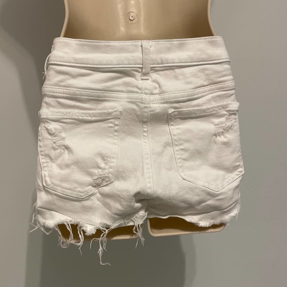 Express Shortie High Rise Stretch White Denim Shorts 00 Pre-Owned - Picture 3 of 7